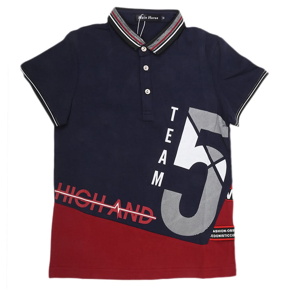 Boys Half Sleeves Round Neck T-Shirt - Navy Blue, Kids, Boys T-Shirts, Chase Value, Chase Value