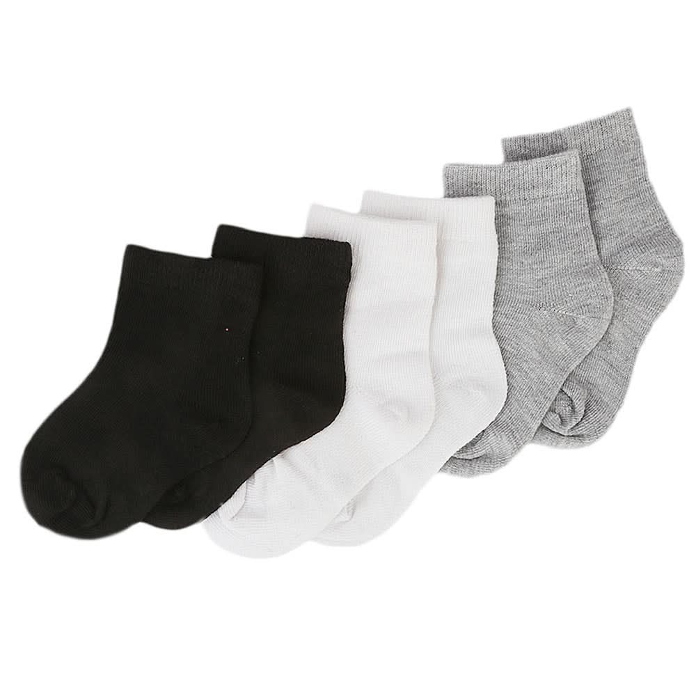 Boys 3 Pcs Ankle Plain Socks - Multi, Kids, Boys Socks, Chase Value, Chase Value