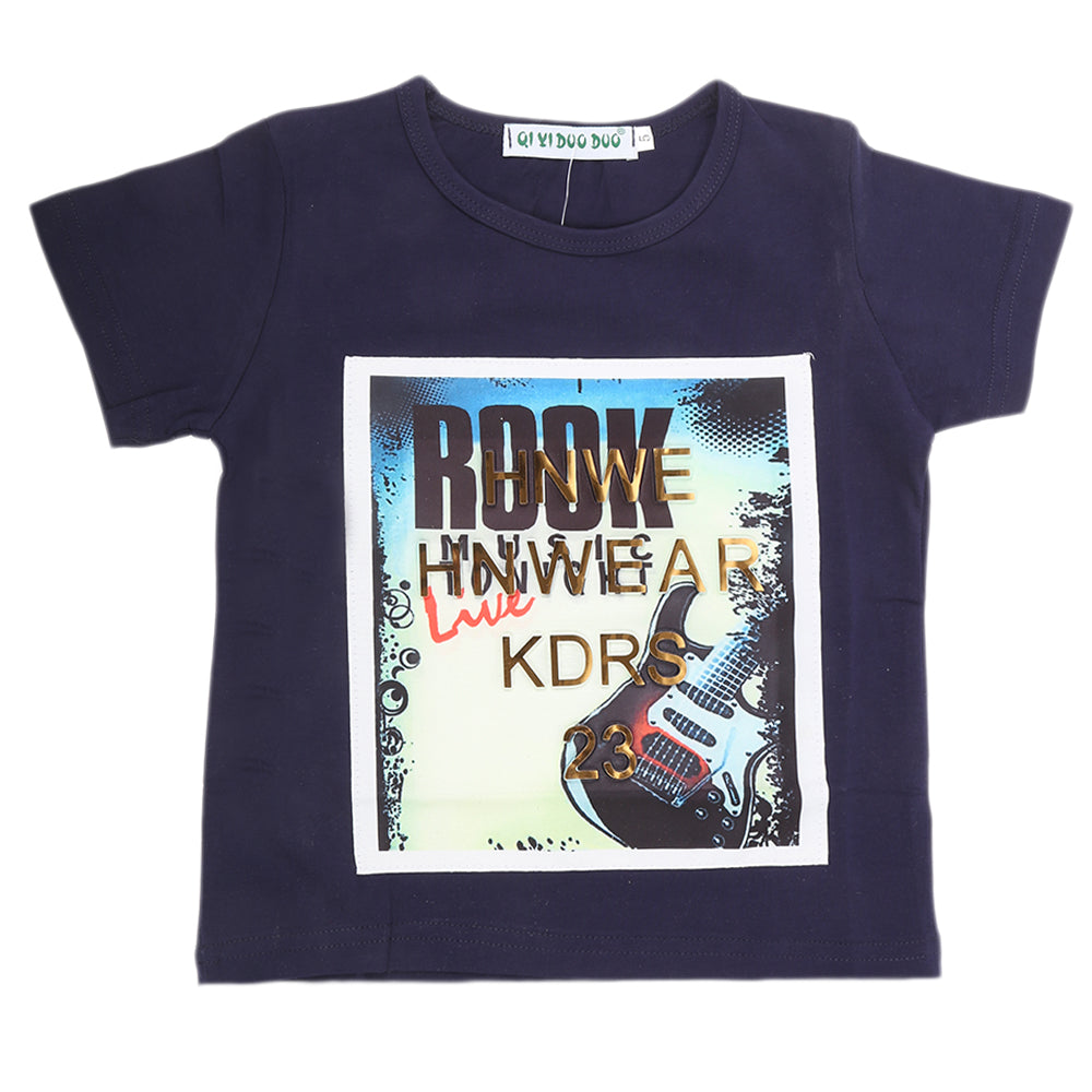 Boys Half Sleeves T-Shirt - Navy Blue, Kids, Boys T-Shirts, Chase Value, Chase Value