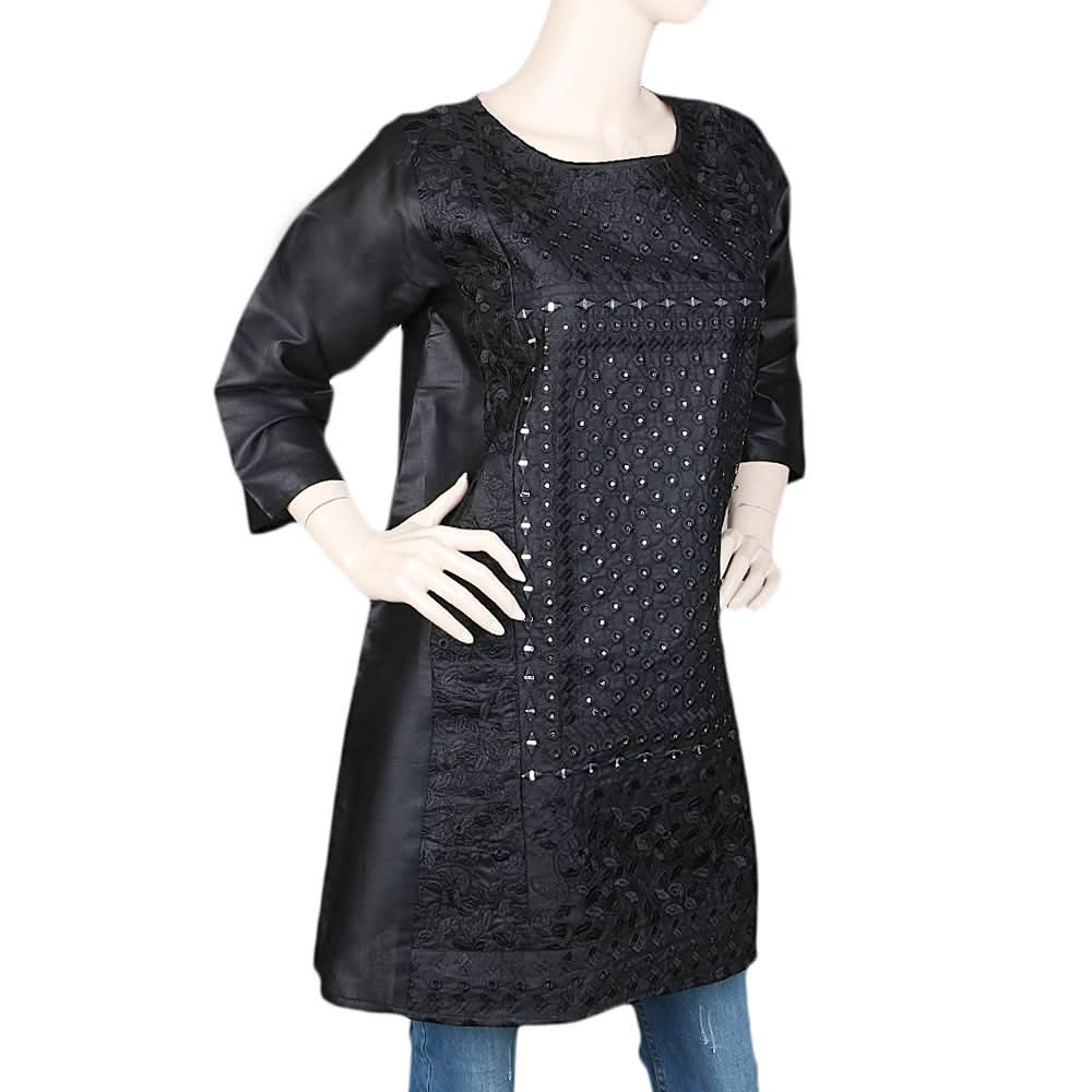 Women's Embroidered Kurti - Black, Women, Ready Kurtis, Chase Value, Chase Value