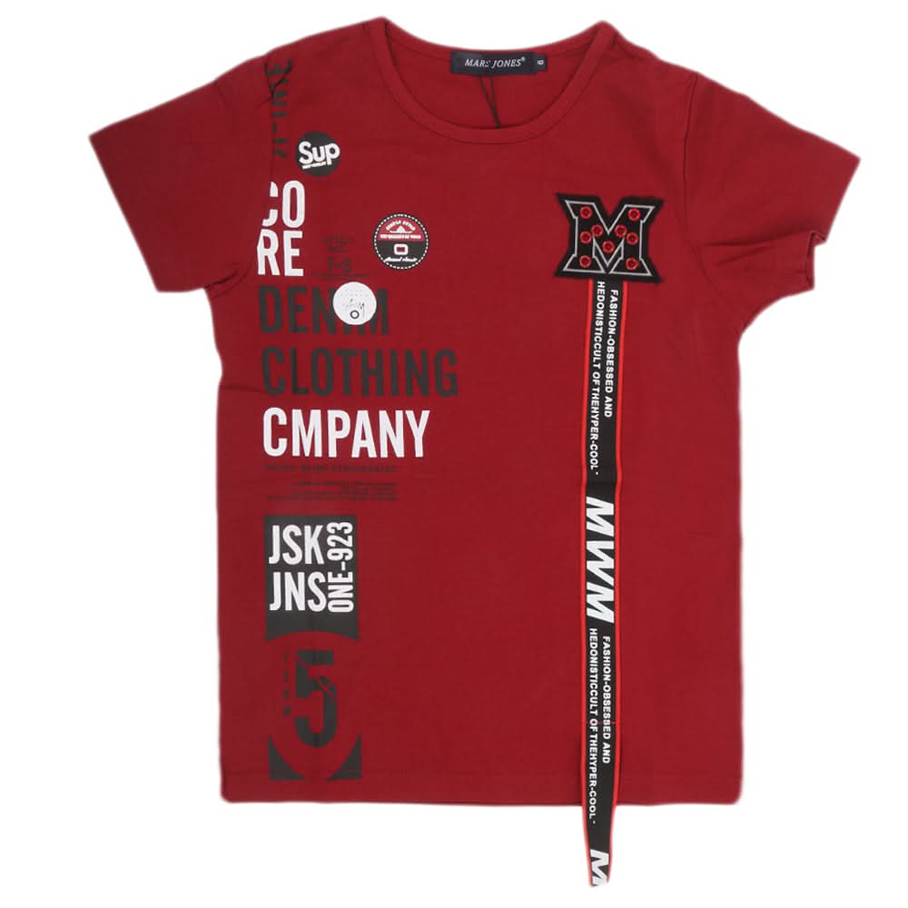 Boys Half Sleeves Round Neck T-Shirt - Maroon, Kids, Boys T-Shirts, Chase Value, Chase Value