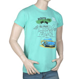 Men's Slim Fit Printed T-Shirt - Cyan, Men, T-Shirts And Polos, Chase Value, Chase Value