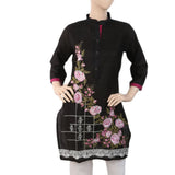 Women's Embroidered Front Button Kurti - Black, Women, Ready Kurtis, Chase Value, Chase Value