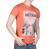 Men's Slim Fit Printed T-Shirt -Peach, Men, T-Shirts And Polos, Chase Value, Chase Value