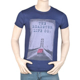 Men's Slim Fit Printed T-Shirt - Navy Blue, Men, T-Shirts And Polos, Chase Value, Chase Value