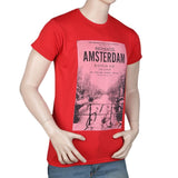 Men's Slim Fit Printed T-Shirt -Red, Men, T-Shirts And Polos, Chase Value, Chase Value