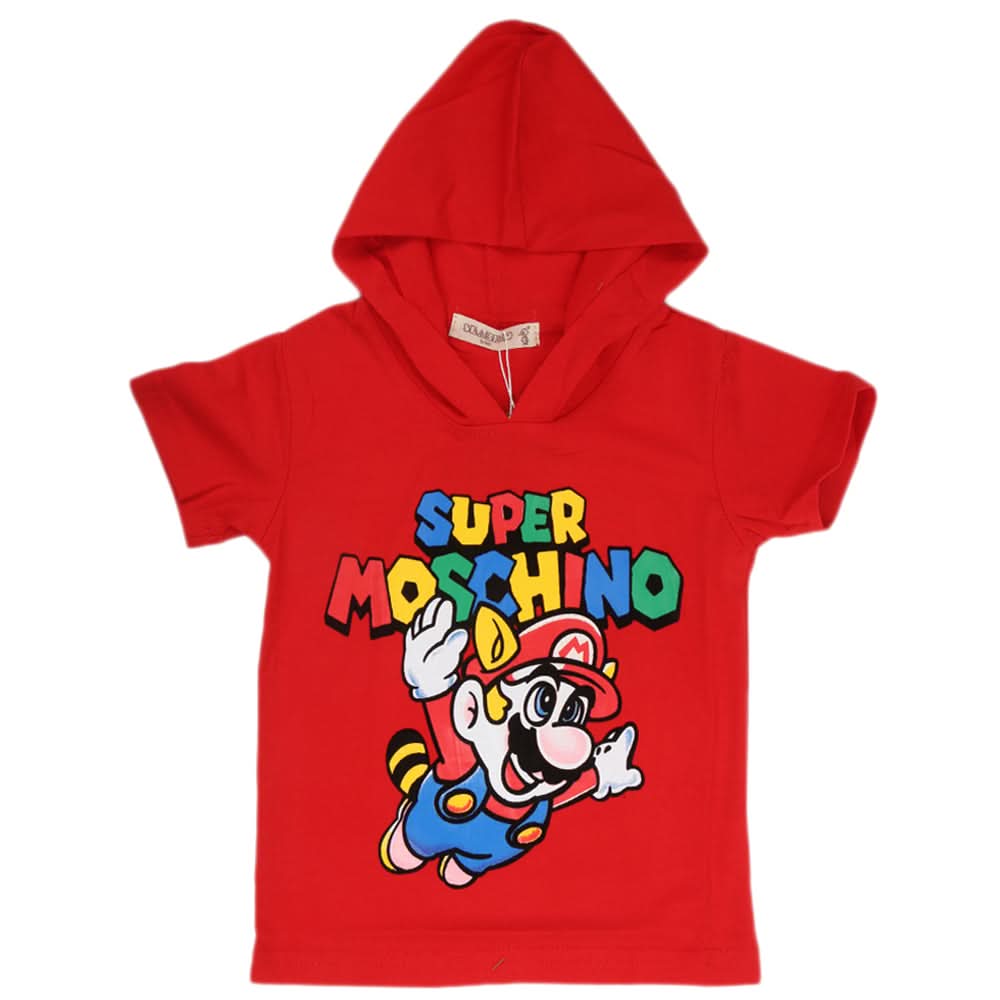 Boys Half Sleeves Hooded T-Shirt - Red, Kids, Boys T-Shirts, Chase Value, Chase Value