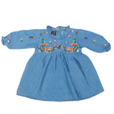 Girls Embroidered Denim Frock - Light Blue, Kids, Girls Kurti, Chase Value, Chase Value