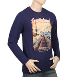 Men's Digital Printed Full Sleeves T-Shirt - Navy Blue, Men, T-Shirts And Polos, Chase Value, Chase Value