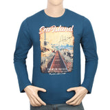 Men's Digital Printed Full Sleeves T-Shirt - Steel Blue, Men, T-Shirts And Polos, Chase Value, Chase Value