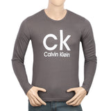 Men's Full Sleeves Printed T-Shirt - Grey, Men, T-Shirts And Polos, Chase Value, Chase Value