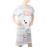 Women's Nightwear Long T-Shirt - Grey, Women, Night Suit, Chase Value, Chase Value