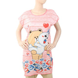Women's Nightwear Long T-Shirt - Pink, Women, Night Suit, Chase Value, Chase Value