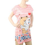Women's Nightwear Long T-Shirt - Pink, Women, Night Suit, Chase Value, Chase Value