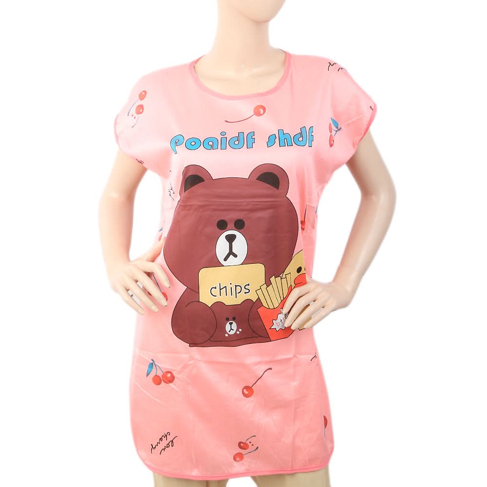 Women's Nightwear Long T-Shirt - Peach, Women, Night Suit, Chase Value, Chase Value