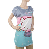 Women's Nightwear Long T-Shirt - Grey, Women, Night Suit, Chase Value, Chase Value