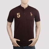 Men's Pique Band Collar Polo T-Shirt - Coffee, Men, T-Shirts And Polos, Chase Value, Chase Value