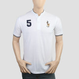 Men's Pique Band Collar Polo T-Shirt - White, Men, T-Shirts And Polos, Chase Value, Chase Value