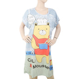 Women's Nightwear Long T-Shirt - Grey, Women, Night Suit, Chase Value, Chase Value