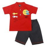 Boys Half Sleeves 2 Pcs Suit - Red, Kids, Boys Sets And Suits, Chase Value, Chase Value