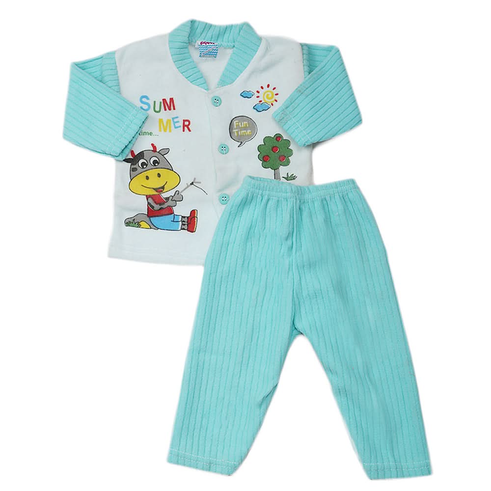 Newborn Boys Polar Full Sleeves Suit - Cyan, Kids, New Born Boys Sets And Suits, Chase Value, Chase Value