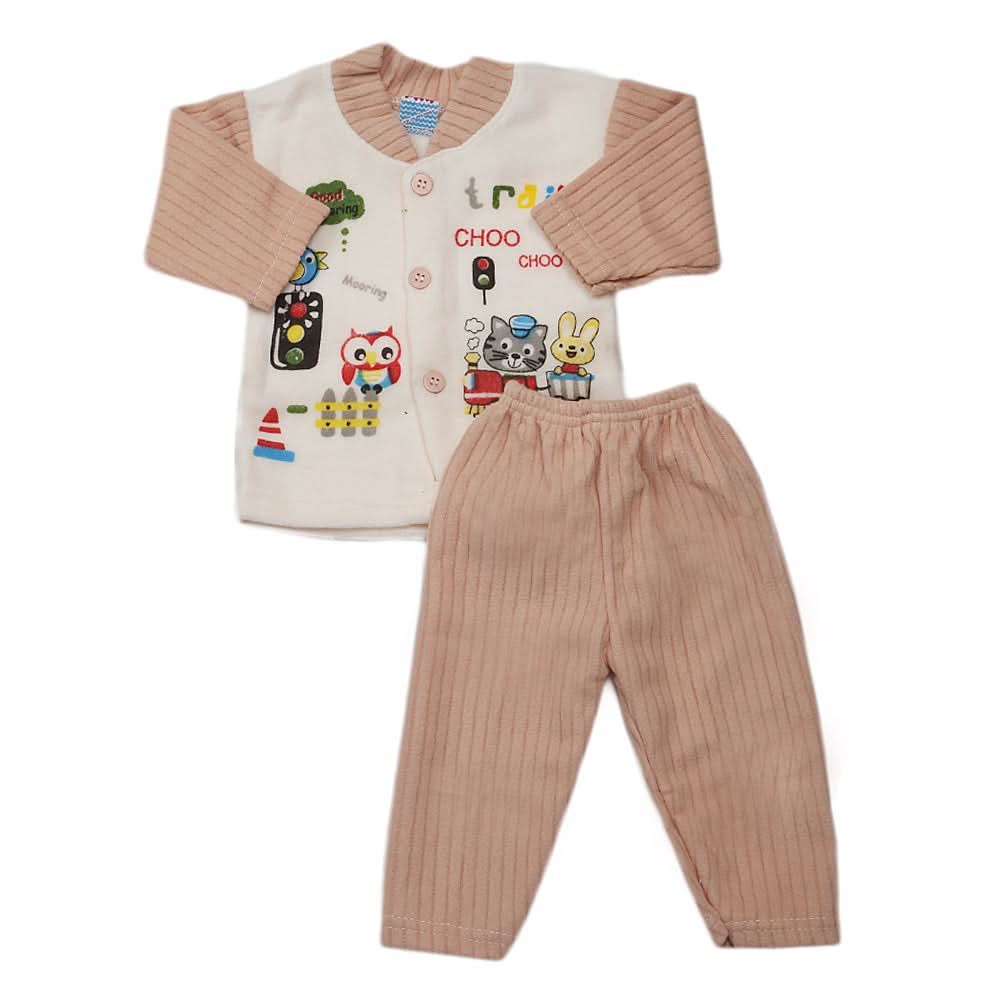 Newborn Boys Polar Full Sleeves Suit - Peach, Kids, New Born Boys Sets And Suits, Chase Value, Chase Value