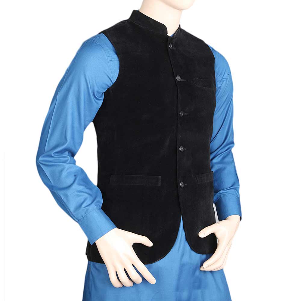 Men's Velvet Waist Coat - Black, Men, Waist Coats, Chase Value, Chase Value