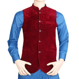 Men's Velvet Waist Coat - Maroon, Men, Waist Coats, Chase Value, Chase Value