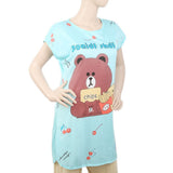 Women's Nightwear Long T-Shirt - Blue, Women, Night Suit, Chase Value, Chase Value