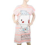 Women's Nightwear Long T-Shirt - Pink, Women, Night Suit, Chase Value, Chase Value