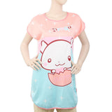 Women's Nightwear Long T-Shirt - Cyan, Women, Night Suit, Chase Value, Chase Value