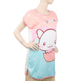 Women's Nightwear Long T-Shirt - Cyan, Women, Night Suit, Chase Value, Chase Value