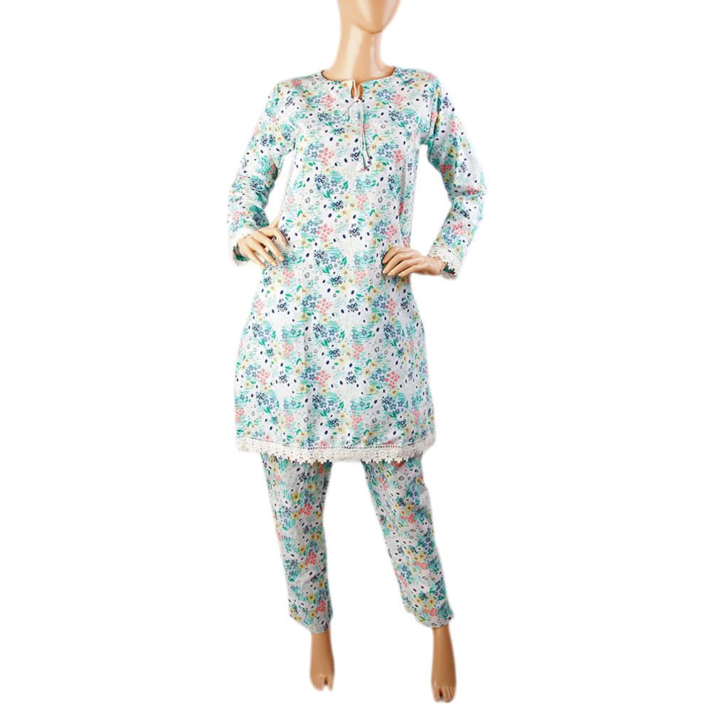 Women's 2 Pcs Cotton Stitched Suit - Light Blue, Women Shalwar Suits, Chase Value, Chase Value