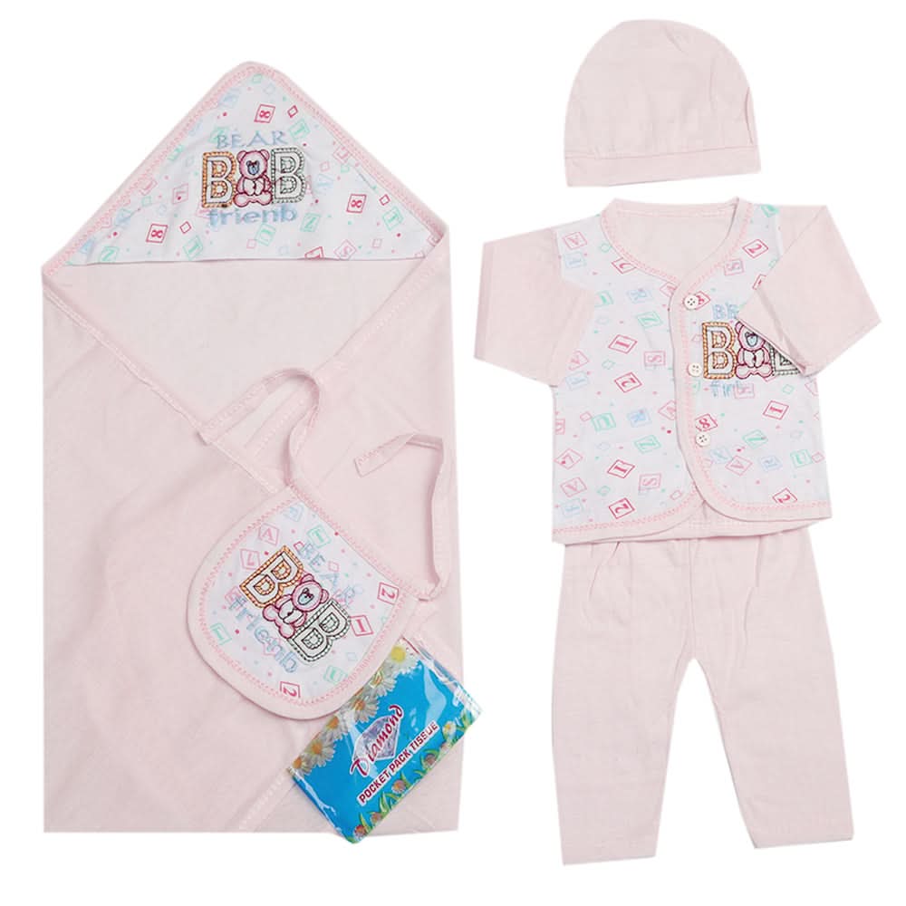 Newborn Suit 5pcs gift Sets - Light Pink, Kids, Newborn Boys Sets And Suits, Chase Value, Chase Value