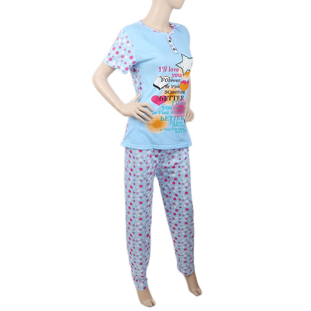 Women's 2 Piece Night Suit - Sky Blue, Women, Night Suit, Chase Value, Chase Value
