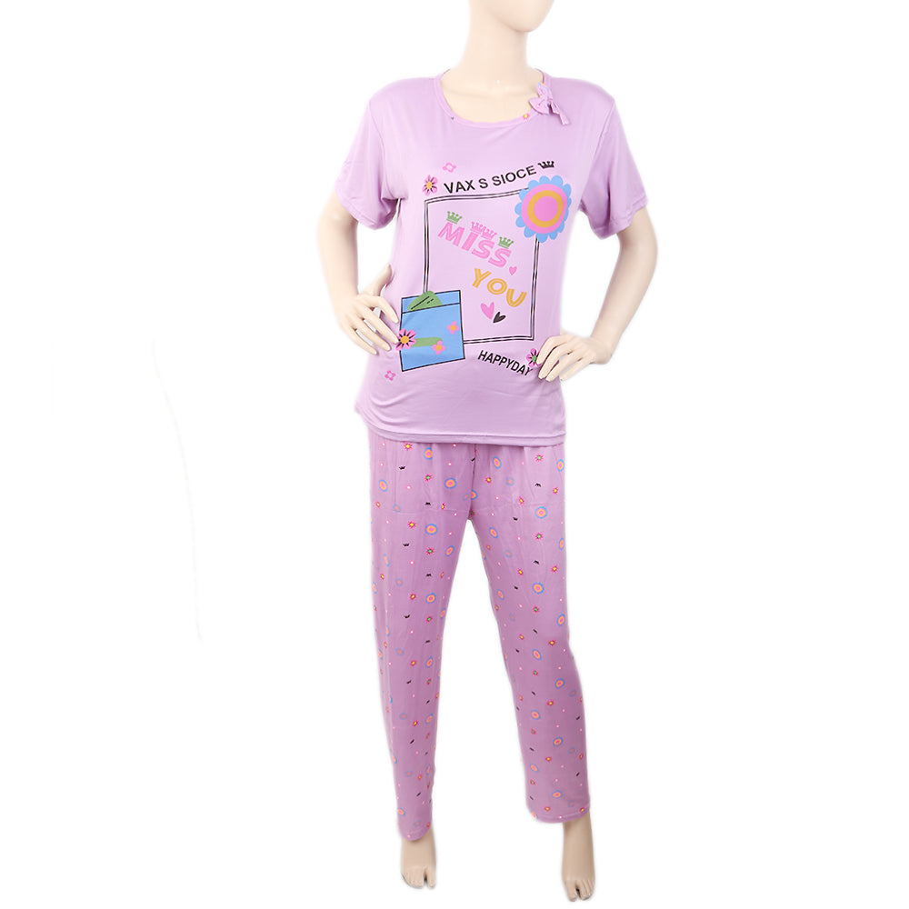 Women's 2 Piece Night Suit - Purple, Women, Night Suit, Chase Value, Chase Value