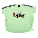 Girls Half Sleeves Fancy Tape T-Shirt - Light Green, Kids, Girls T-Shirts, Chase Value, Chase Value