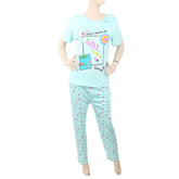 Women's 2 Piece Night Suit - Cyan, Women, Night Suit, Chase Value, Chase Value