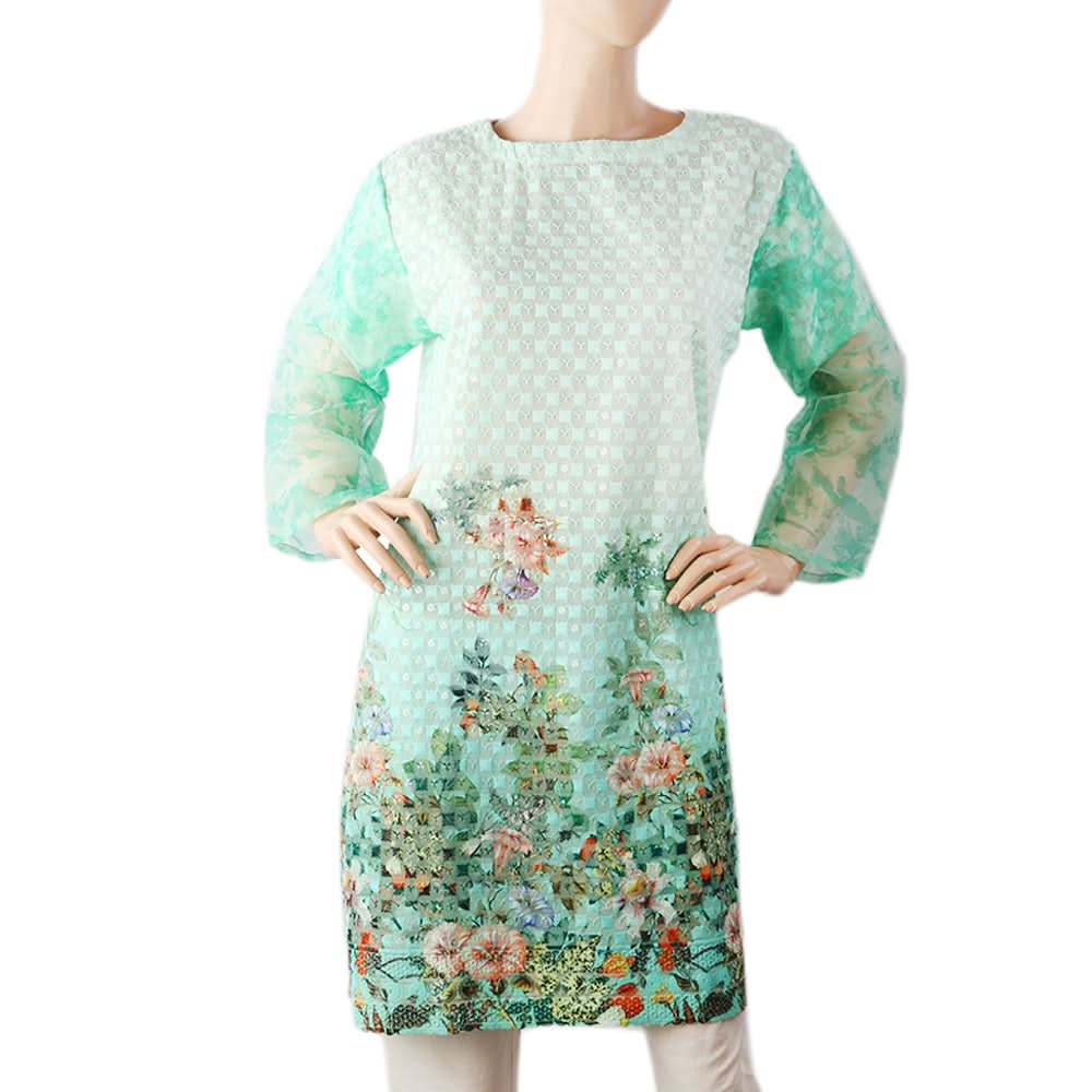 Women's Fancy Kurti - Light Green, Women Ready Kurtis, Chase Value, Chase Value