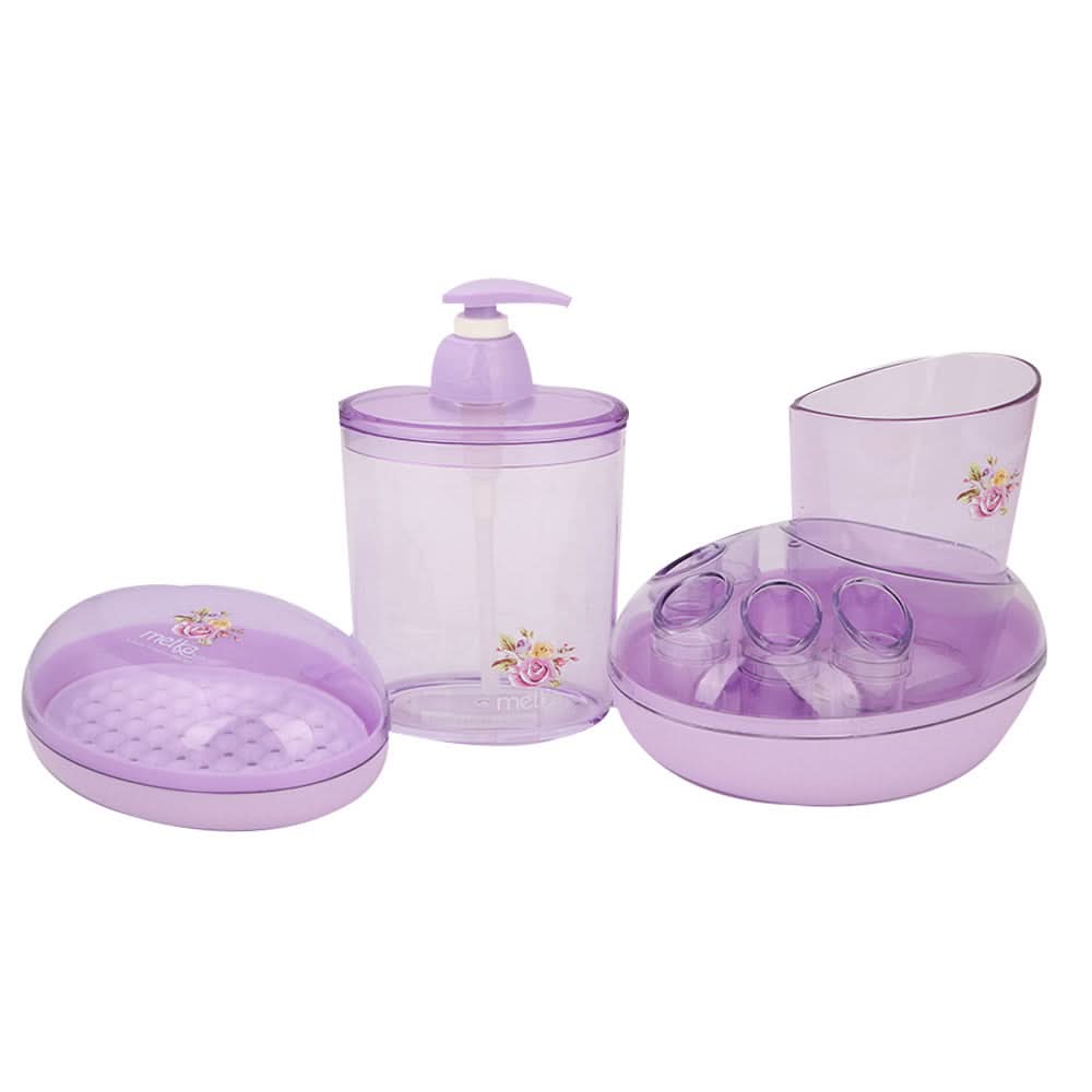 Bathroom Toiletries Set 4 Pcs 6212 - Purple, Home & Lifestyle, Storage Boxes, Chase Value, Chase Value