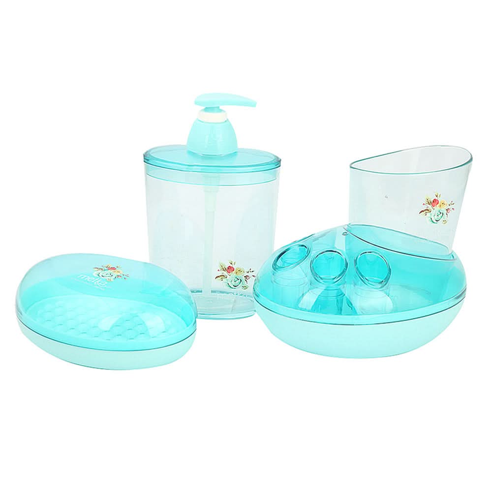 Bathroom Toiletries Set 4 Pcs 6212 - Cyan, Home & Lifestyle, Storage Boxes, Chase Value, Chase Value