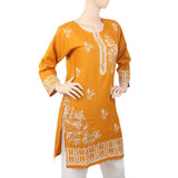 Women's Front Button Embroidered Kurti - Mustard, Women, Ready Kurtis, Chase Value, Chase Value