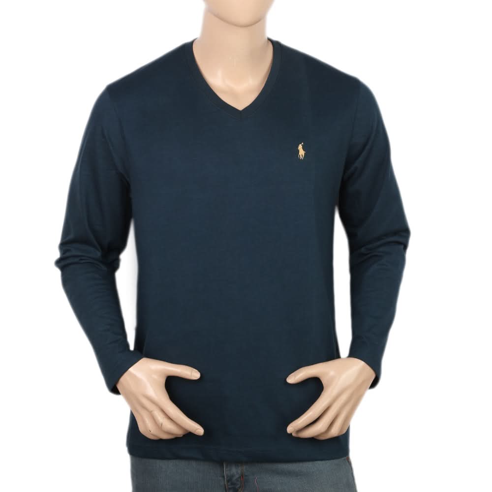 Men's Full Sleeves V Neck T-Shirt - Sea Green, Men, T-Shirts And Polos, Chase Value, Chase Value