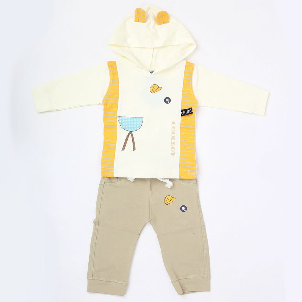 Newborn Boys Full Sleeves Hooded Suit - Fawn, Kids, NB Boys Sets And Suits, Chase Value, Chase Value