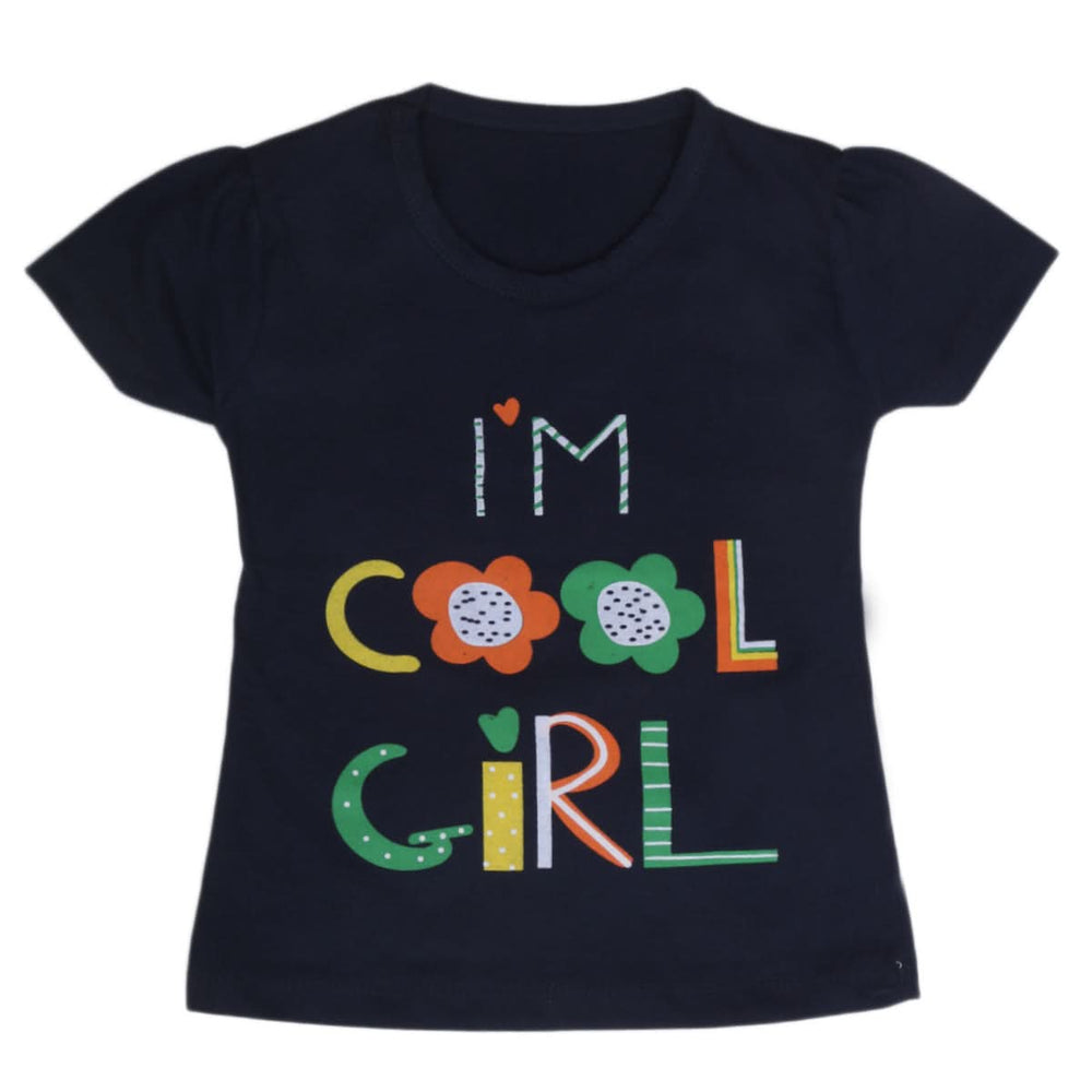 Girls Half Sleeves T-Shirt 9048 - Navy Blue, Kids, Girls T-Shirts, Chase Value, Chase Value