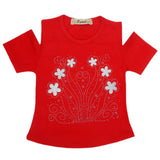 Girls Fancy Embroidered T-Shirt - Red, Kids, Girls T-Shirts, Chase Value, Chase Value