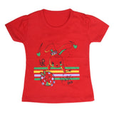 Girls Half Sleeves T-Shirt 9052 - Red, Kids, Girls T-Shirts, Chase Value, Chase Value