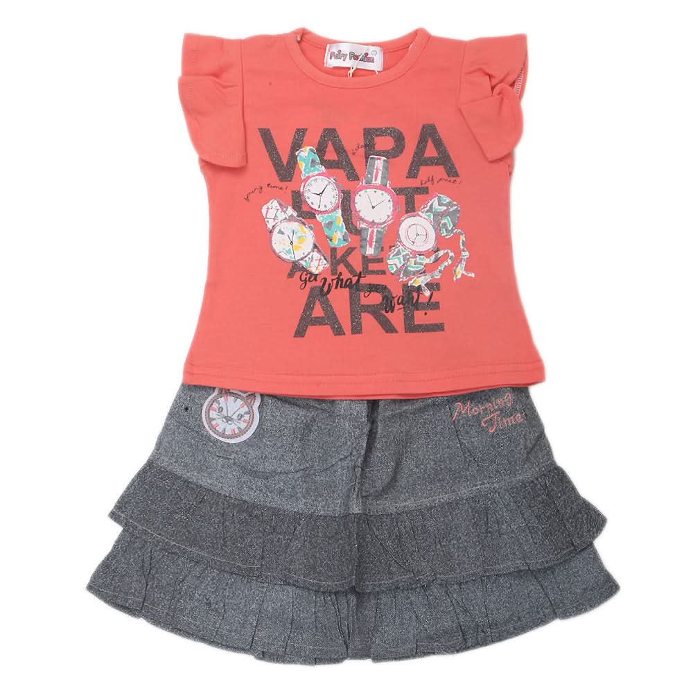 Girls Skirt Suit - Peach, Kids, Girls Sets And Suits, Chase Value, Chase Value