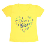 Girls Half Sleeves T-Shirt 9051 - Yellow, Kids, Girls T-Shirts, Chase Value, Chase Value