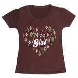 Girls Half Sleeves T-Shirt 9051 - Dark Brown, Kids, Girls T-Shirts, Chase Value, Chase Value
